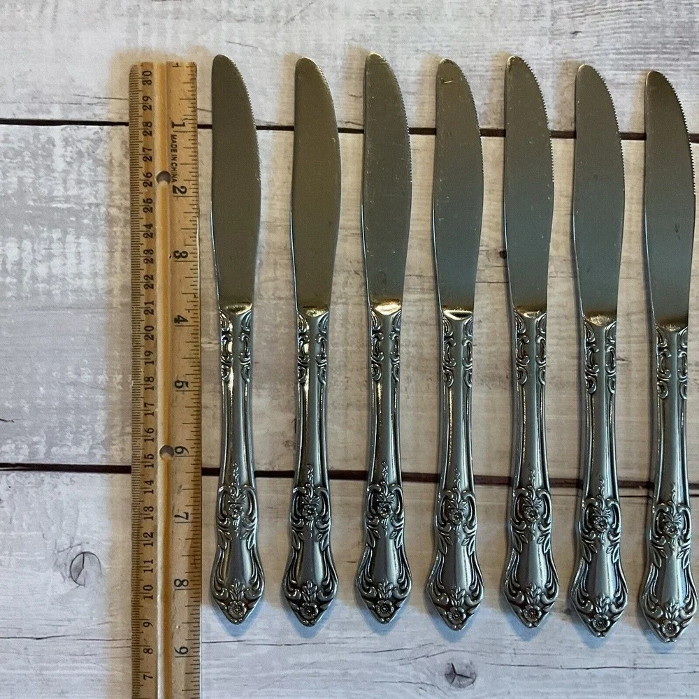 Wallace Silver Portsmouth Stainless Steel Flatware Dinner Knives Set Of 8 Japan